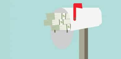 Mailbox white mailbox with money